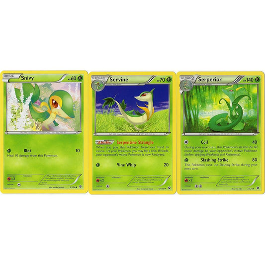 SerYRBY 7/124 - Fates Collide - Pokemon Evolution 3 Card Lot - Servine Snivy