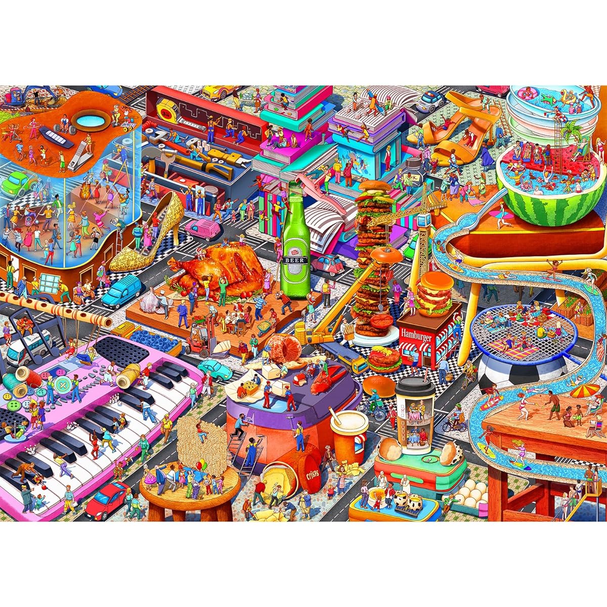 HUADADA Jigsaw Puzzle for Adults 1000 Piece Jigsaw Puzzle for Adults Challenging Game (Little People's World Party)