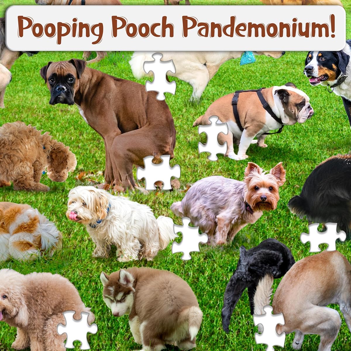 Puzzle 1000 Pieces 101 Puppies Pooping Dog Puzzle White Elephant/Humorous Gift Funny Puzzle