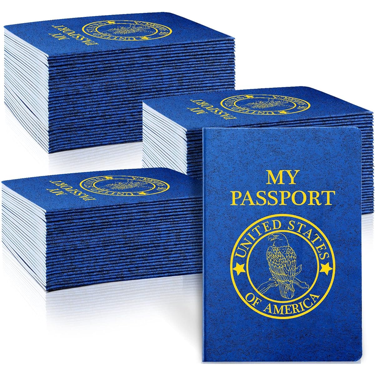 Blank Passport Books, Blue Passport Notebooks 4 x 5.5 Inch, Play Fake Passports, Bulk Travel Journals for Kids World Travel Pretend Activities Classroom School Projects Themed Party Favors (Classic, 150 pcs)
