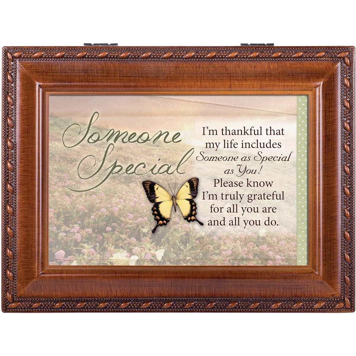 Cottage Garden Someone Special Woodgrain Music Box/Jewelry Box Plays Wonderful World