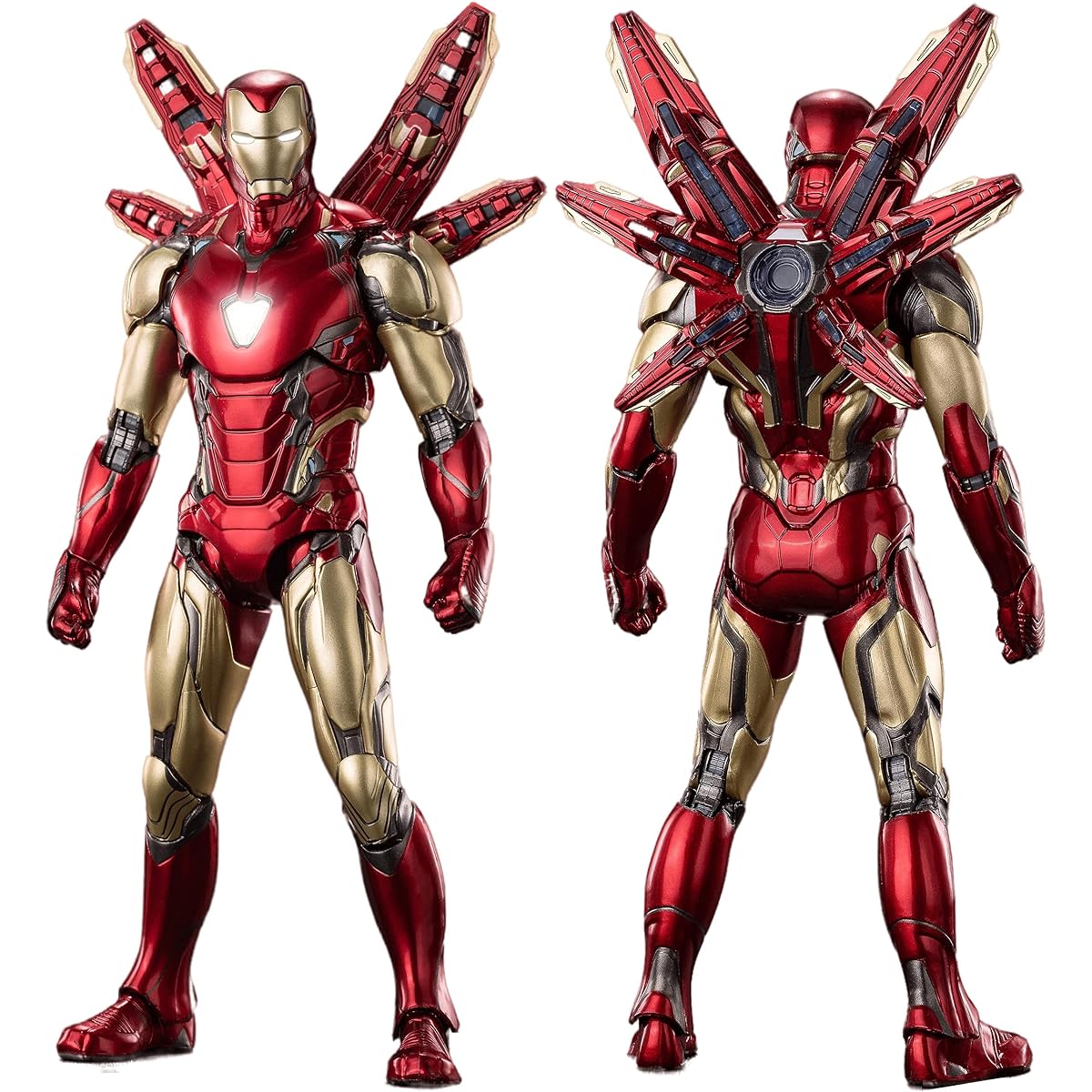 LonullyMege Iron Man MK85 (Deluxe Version) Action Figure - 7" Chest and Eyes Metal Painting Collectible Model - 20 Joints Movable Multi-Weapon Accessories Toy (1/10 Scale)