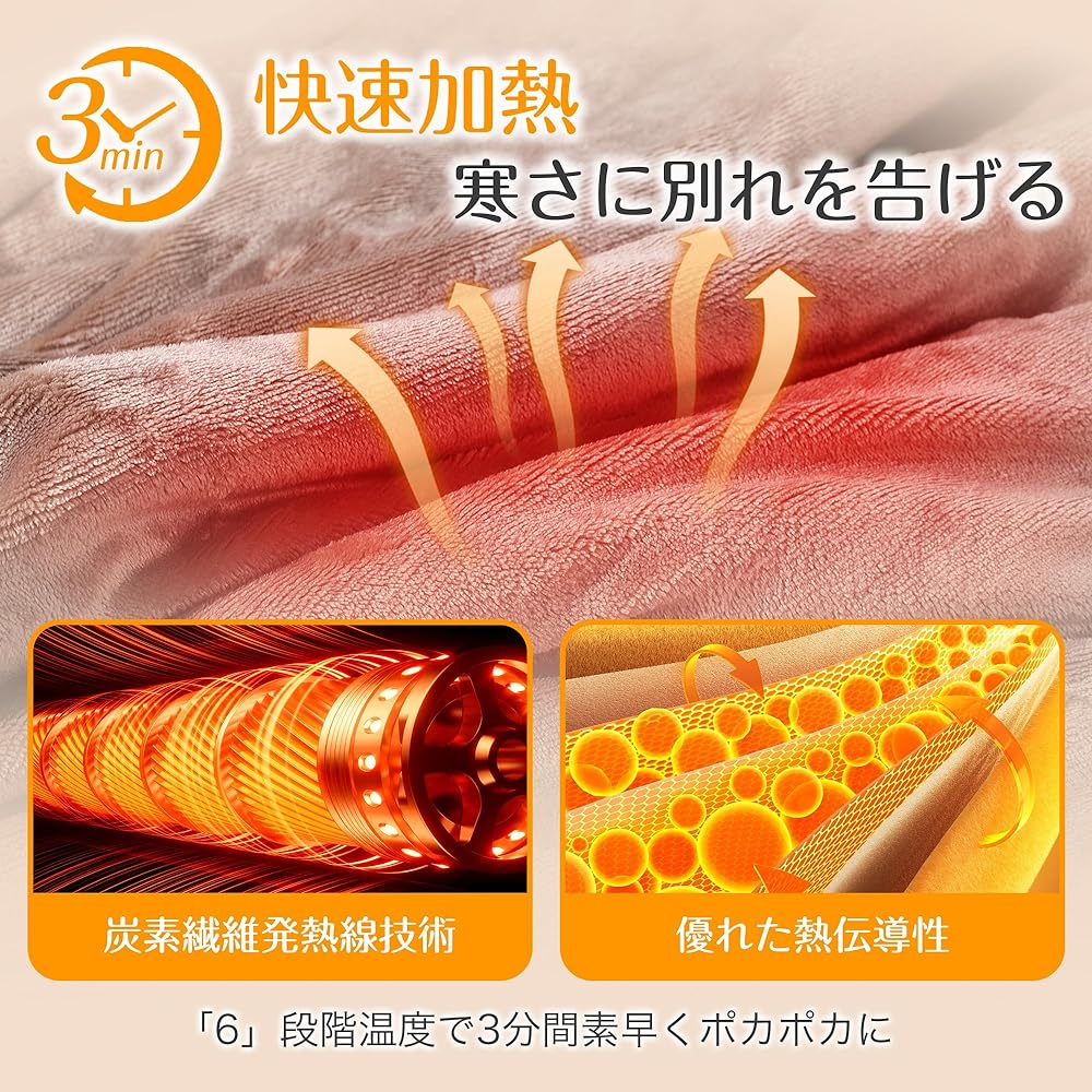 Komizuyoyo Electric Blanket, Lap Thread, 2/4/6/8/10H Timer, Electric Blanket, 6 Level Temperature Adjustment, Washable, Energy Saving, Shoulder Blanket, Dust Mite Killer, Cold Protection, Cold Prevention, Warm, Winter Heating Equipment, 140x80cm