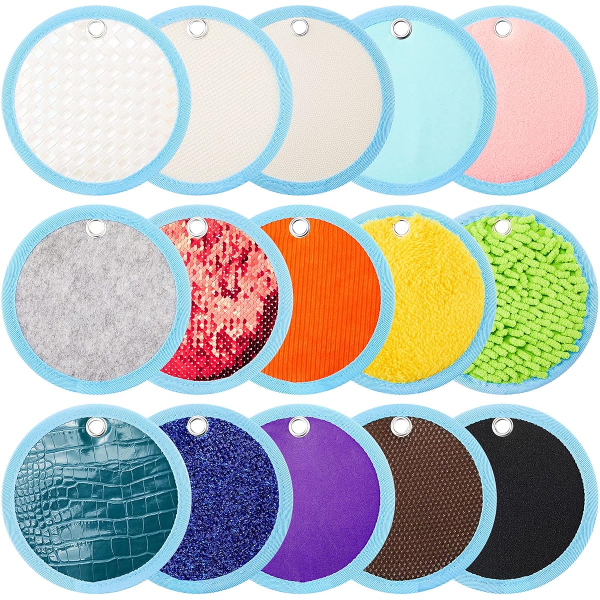 Haull 15 Pieces Sensory Mini Mats Sensory Floor Tiles Wall Panels Room Assortment Textured Toddler Preschool Educational Tactile Toys Christmas Manipulatives Calm Kids Autism (5.91" Round)