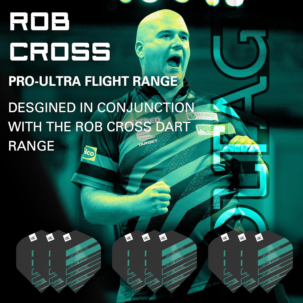 Target Rob Cross No.2 Black Pro Ultra Dart Flights - 3 Set Pack (9" Total)