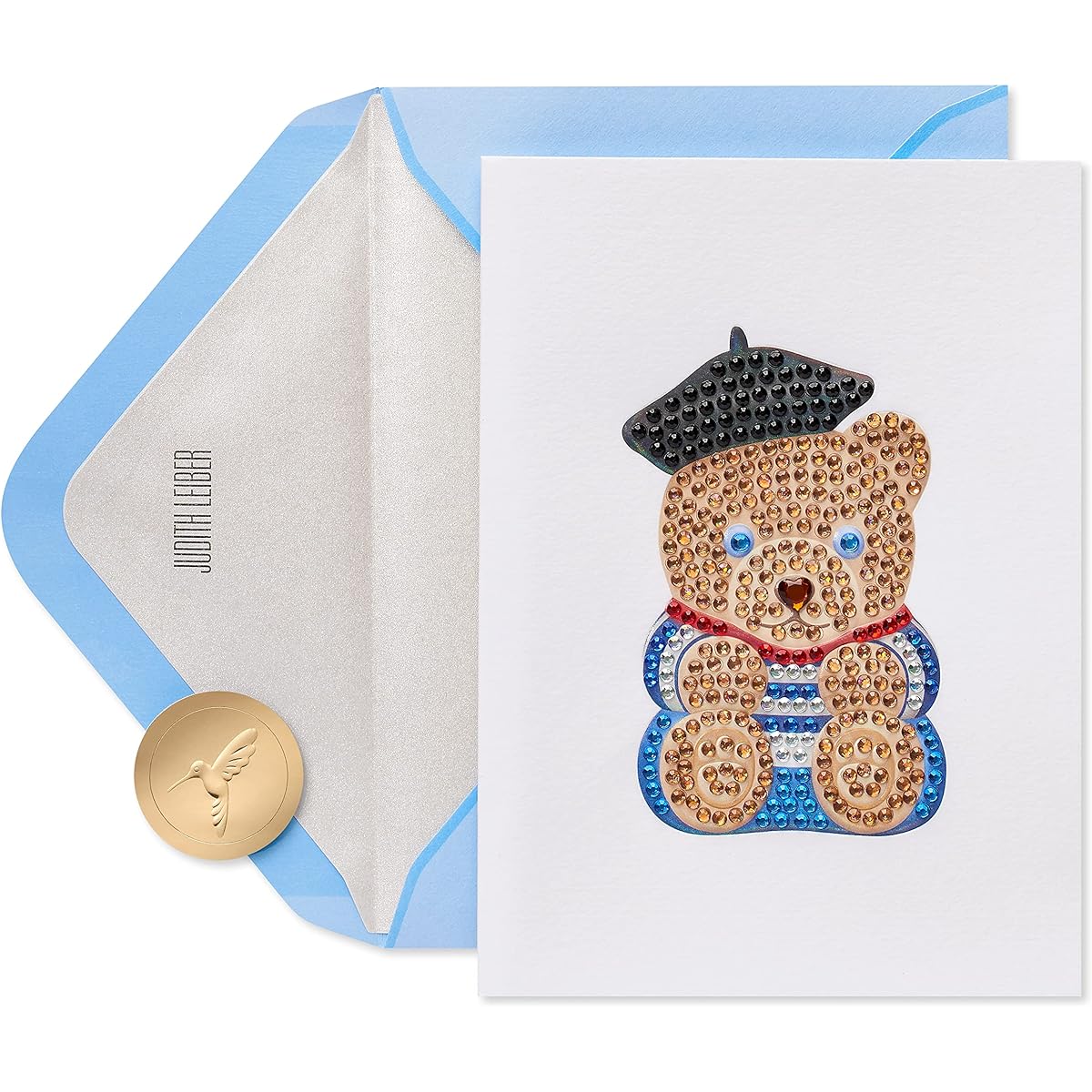 Papyrus Blank Card for Women - Designed by Judith Leiber (Jeweled French Bear)