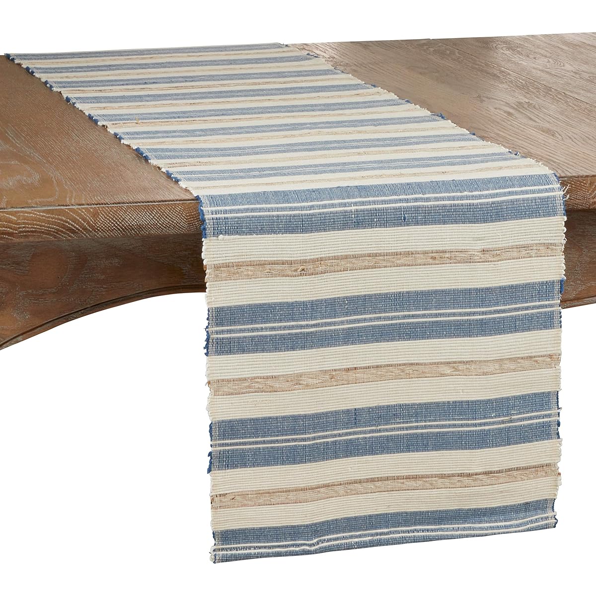 SARO LIFESTYLE Walai Collection Stripe Design Table Runner, 14" x 72", Periwinkle Blue