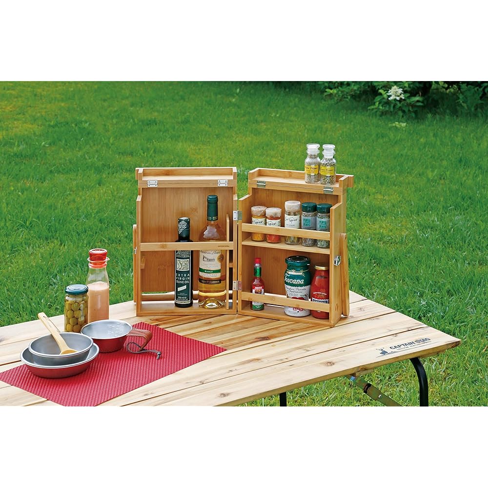 CAPTAIN STAG Bamboo Spice Box Seasoning Storage Case Outdoor Spice Box TAKE-WARE UP-2664