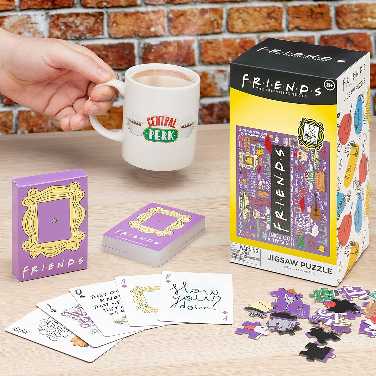 Friends TV Show Game and Mug Gift Set - Playing Cards, Jigsaw Puzzle, Mug