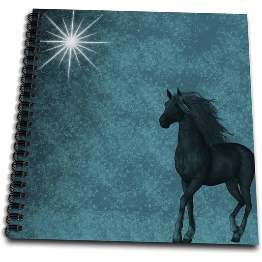 3dRose db_164692_2 Beautiful Horse Aqua Grunge Sky Memory Book 12x12 Inch