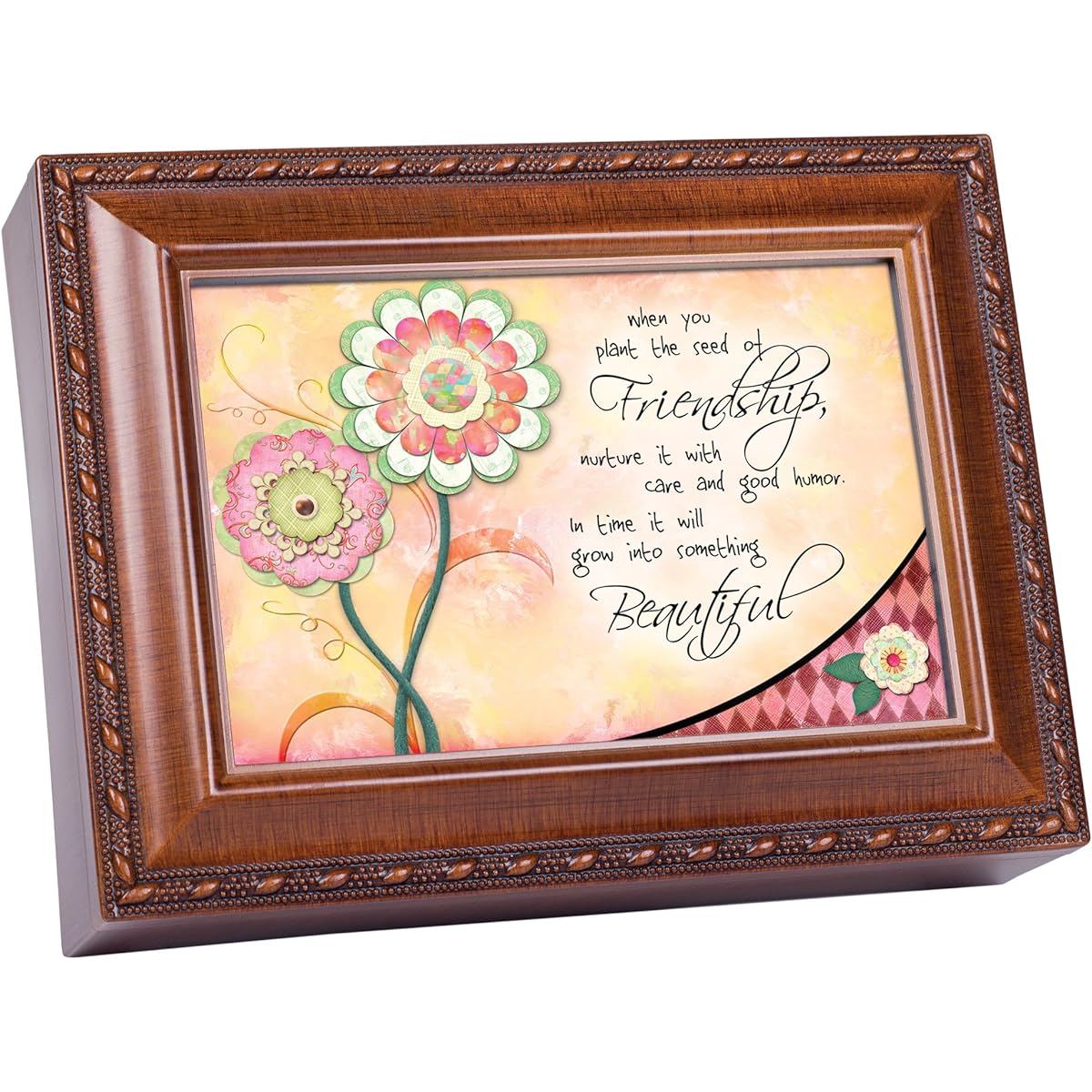 Seed Friendship Woodgrain Cottage Garden Traditional Music Box Plays Thats What Friends Are For