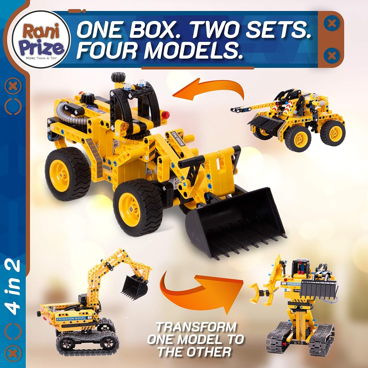 STEM Toys Building Set for Boys Age 8-12, Construction Engineering Kit, Build 4 Excavator Toy Models for Boys Ages 8 9 10 11 12 2021 (603 Pieces) Great Toy Gift (4 in 1)
