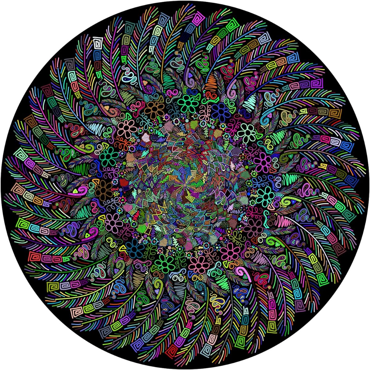 Bgraamiens Puzzle Indian Feather 1000 Piece Round Puzzle Color Challenge Jigsaw Puzzle for Adults and Kids
