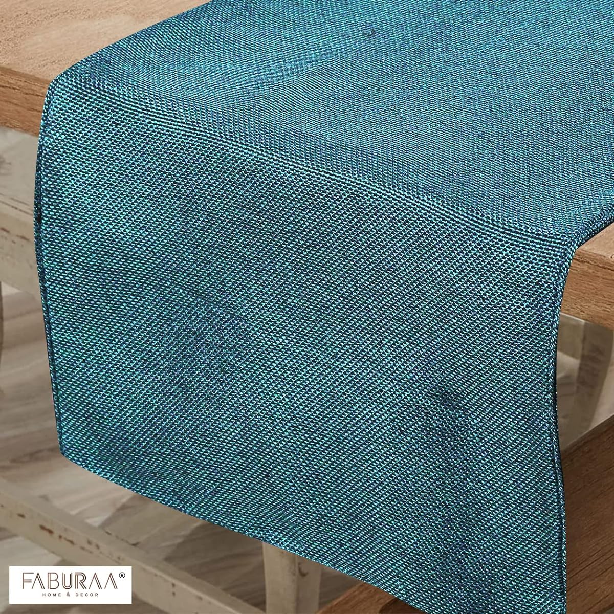 Faburaa Jute Table Linen Table Runner for Dining Table 12 x 60 Inches (Blue)