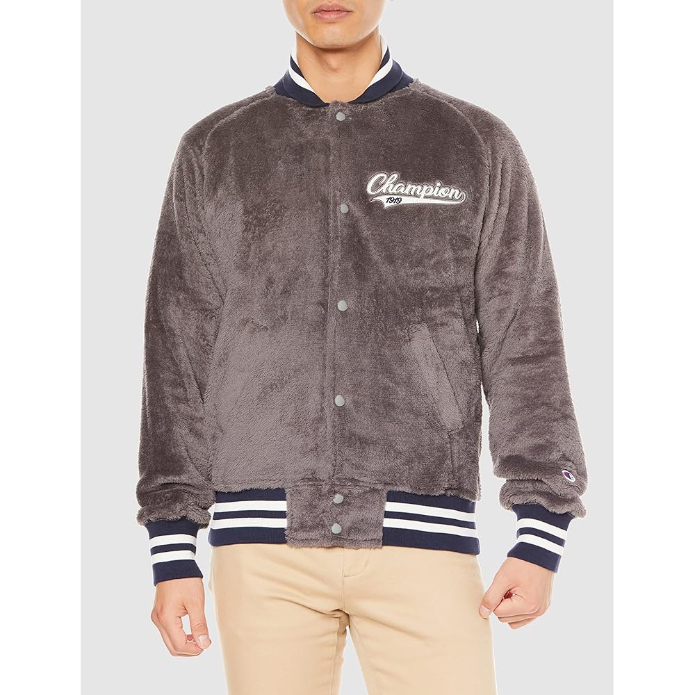 Champion C3-WG606 Men's Long Sleeve Graphic Logo Print Snap Jacket