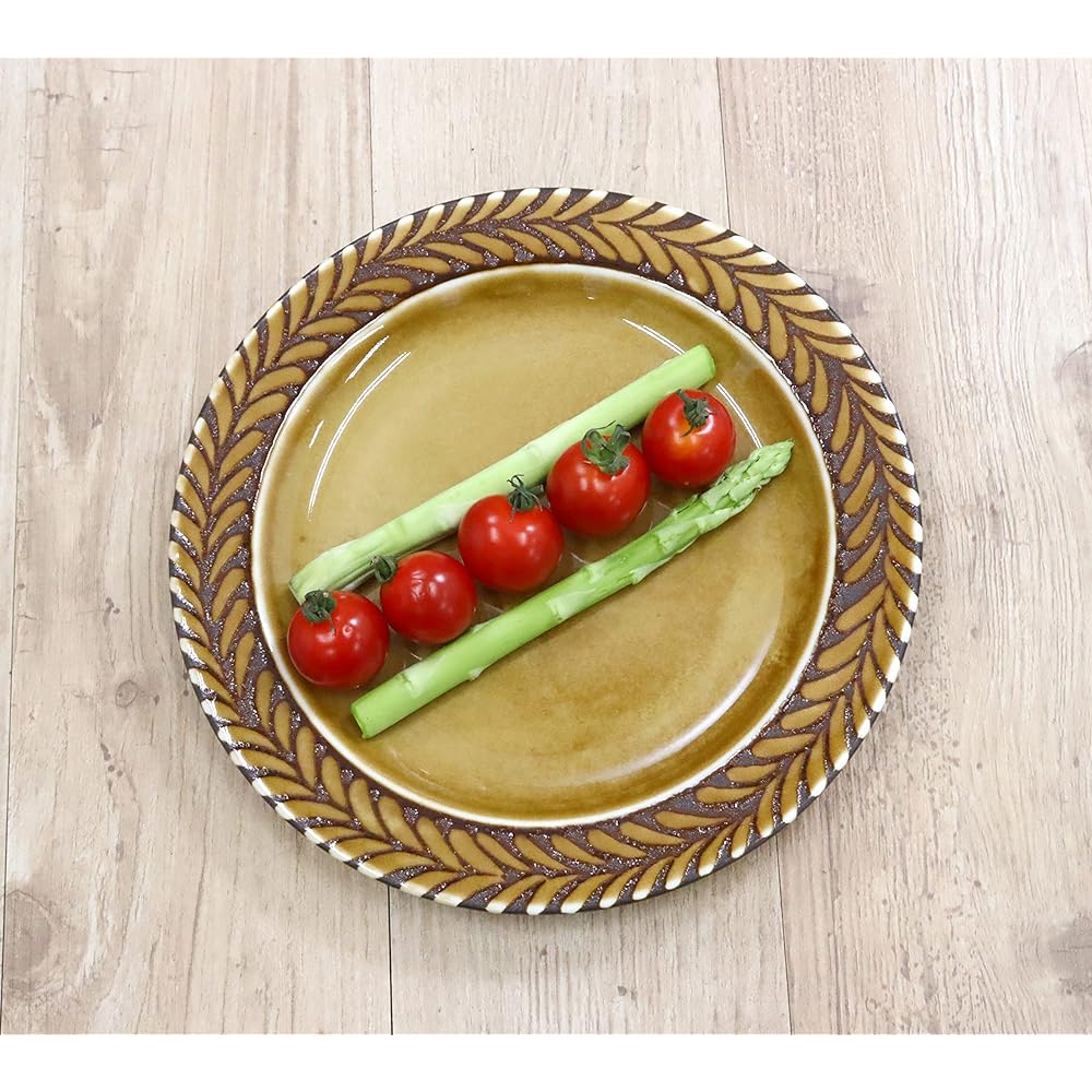 New [Commercial use set] Plate series that lets you feel like a mountain hut 20cm cake plates (caramel) 10-piece set