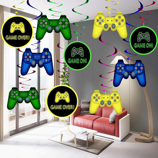 30ct Video Game Hanging Swirl Decorations, Video Game Party Decorations, Video Game Themed Birthday Party Supplies