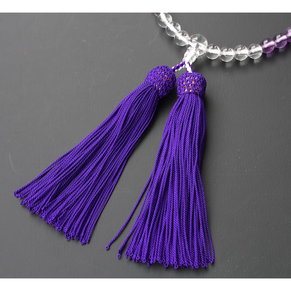 Nakago prayer beads for women, amethyst gradation, 7mm crystal, pure silk head tassel