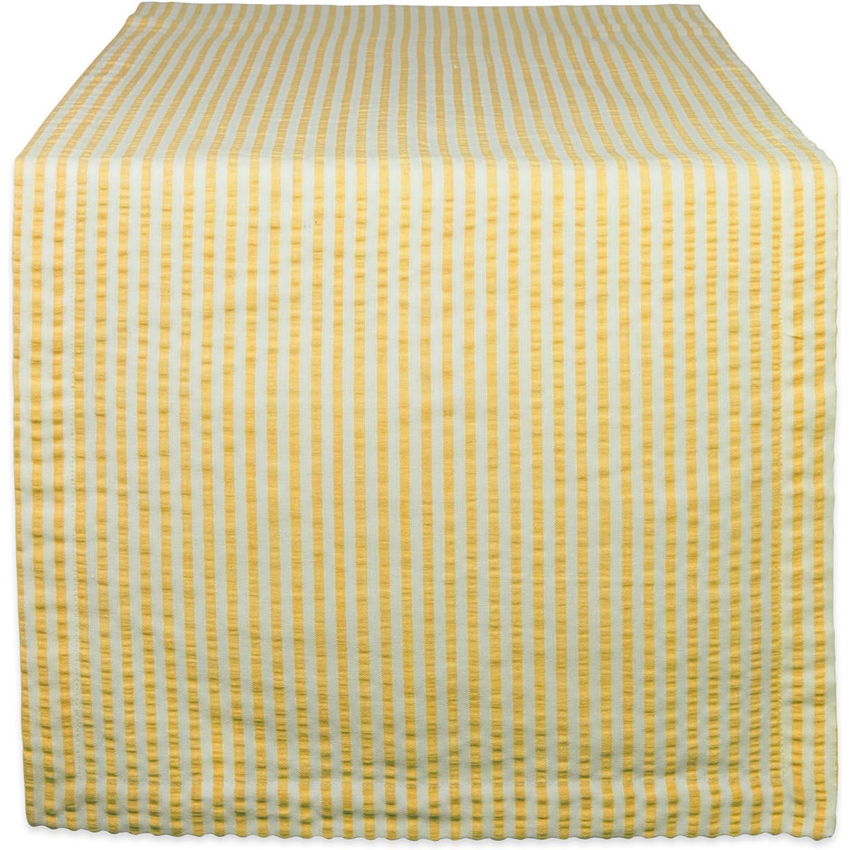 DII Cotton Seersucker Stripe Table Runner for Dining Room, Lobby, Summer Parties, Everyday Use, 14 x 72 Inch, Yellow