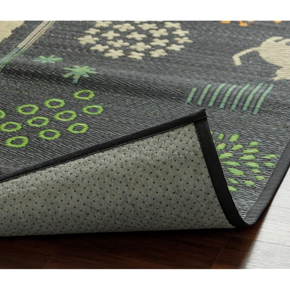 Ikehiko Rush Rug Carpet Rectangle NS Hananeko Black Approx. 180 x 240 cm Humidity regulating effect Antibacterial and deodorizing effect Cushioning properties Natural material Easy to clean #1060920034104