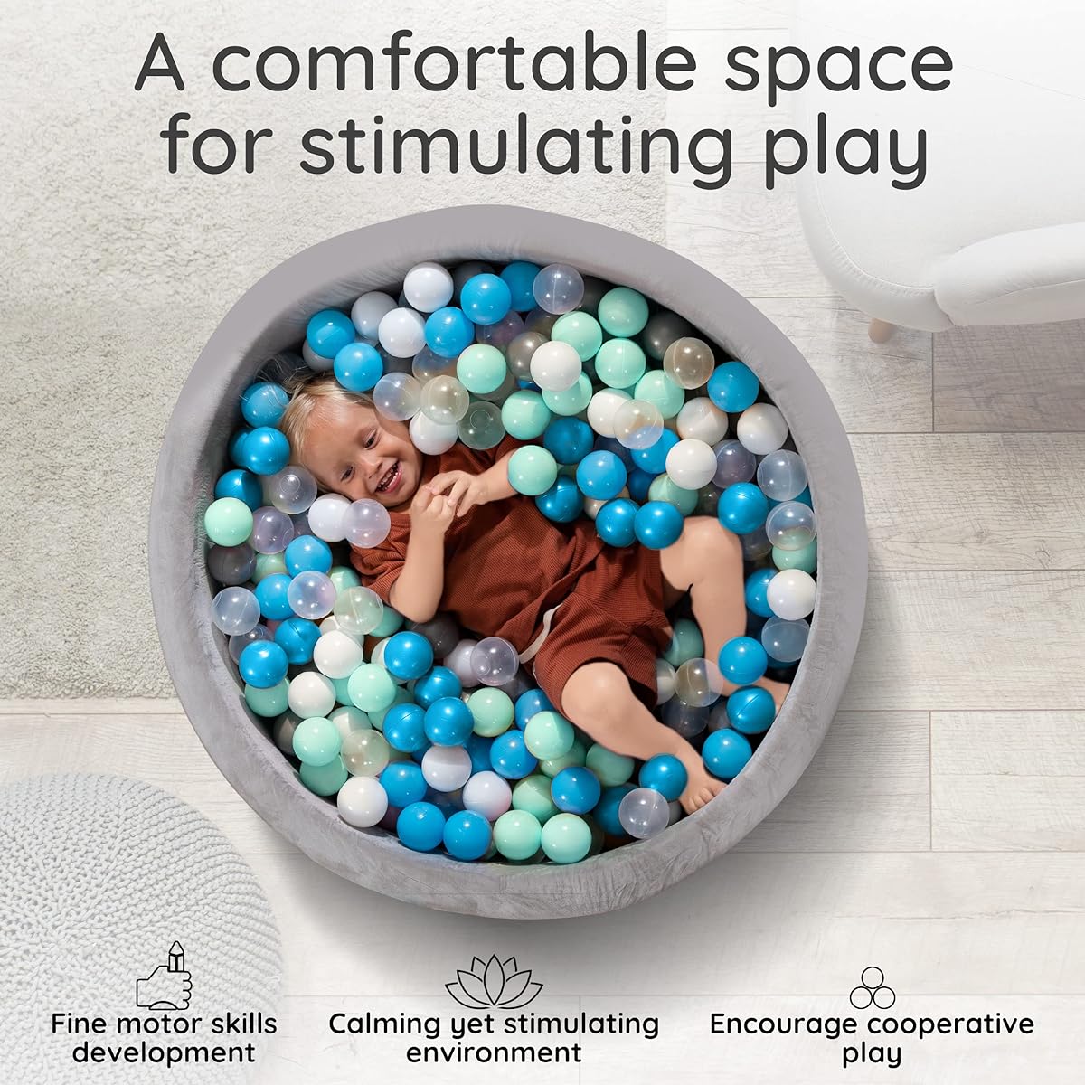 Fulton & Ivy Premium Baby & Toddler Ball Pit (35" x 11.8") | Easy-Clean Memory Foam Ball Pit Made of Non-Toxic Materials | Durable Ball Pit for Toddlers 1-3 (Balls Not Included)