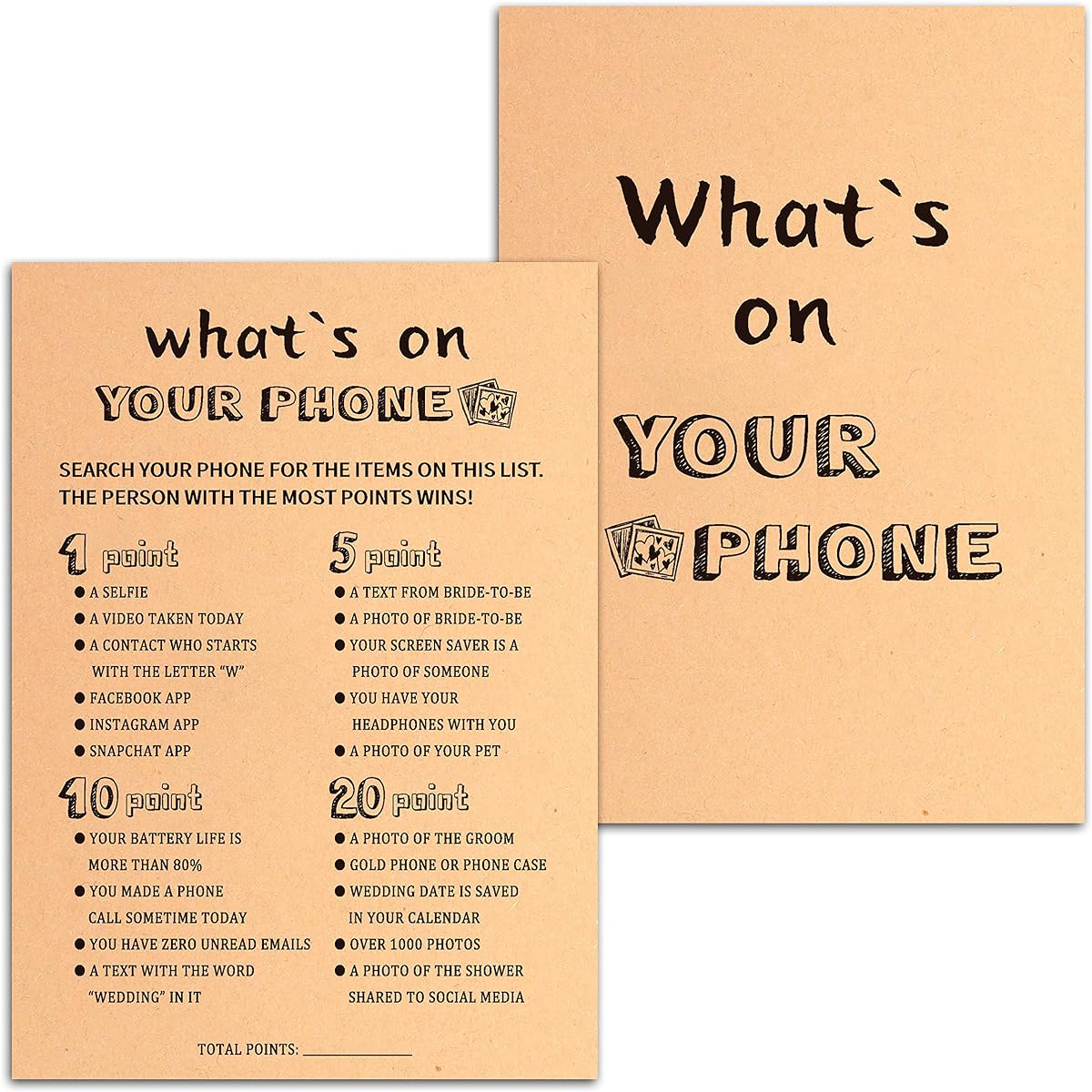 What's on Your Phone - Funny Q & A Games Craft Paper Cards 5" x 7" - Funny Game Ideas for Bridal Wedding Shower or Bachelorette - 30 Game Cards (HLyxk01)