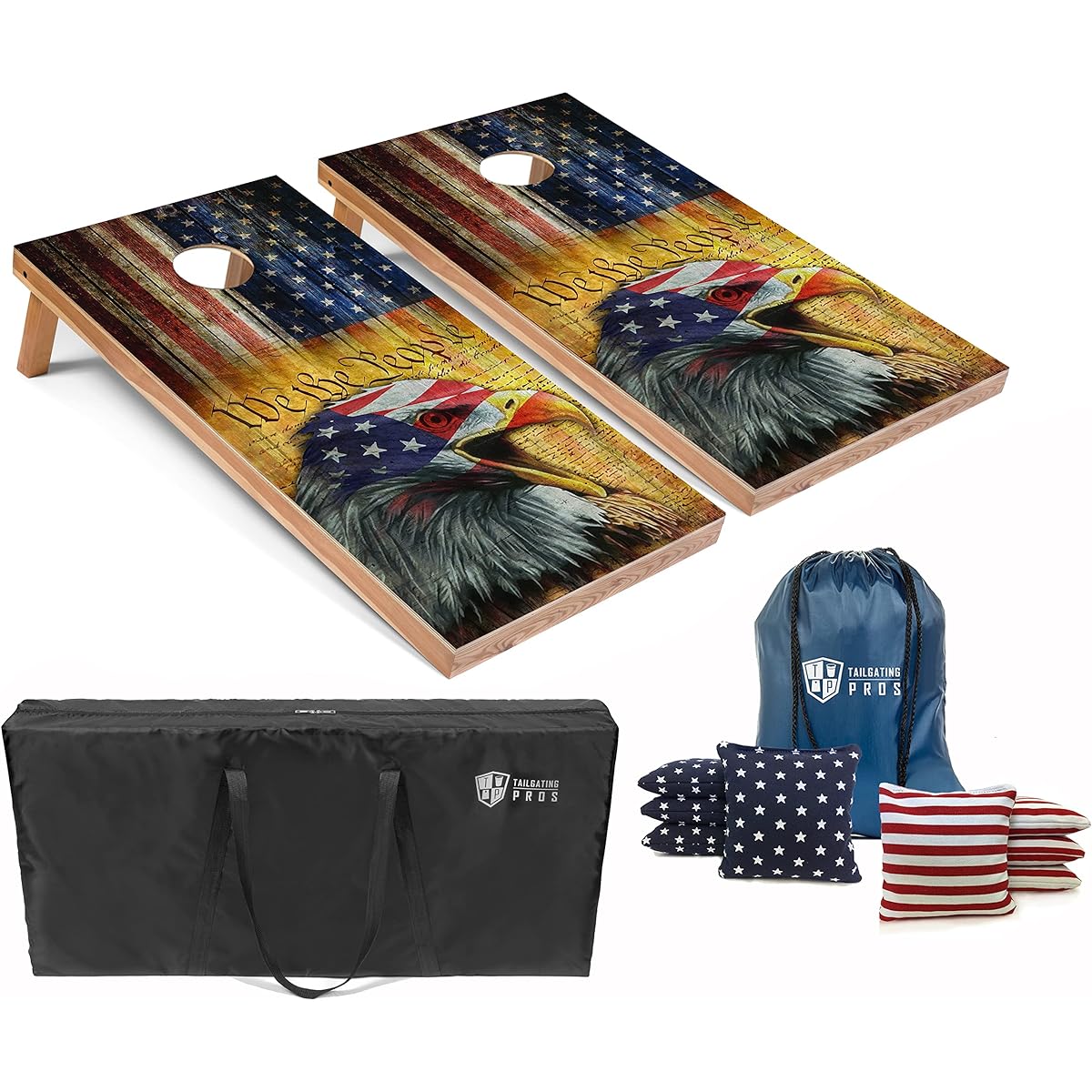 Tailgating Pros Full LED 4'x2' Cornhole Board Set with Bean Bag and Carry Case - Over 12' of LED Lights