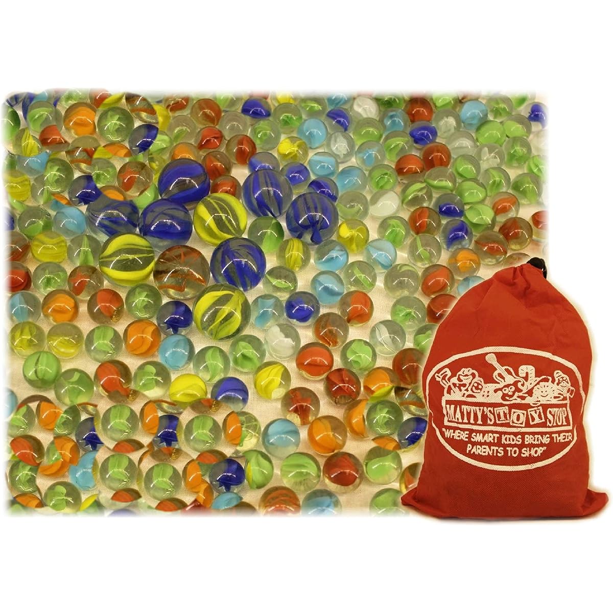 "Matty's Toy Stop" Exclusive Deluxe 4 lb (300+) Cat's Eye Marbles & Shooter with Storage Bag