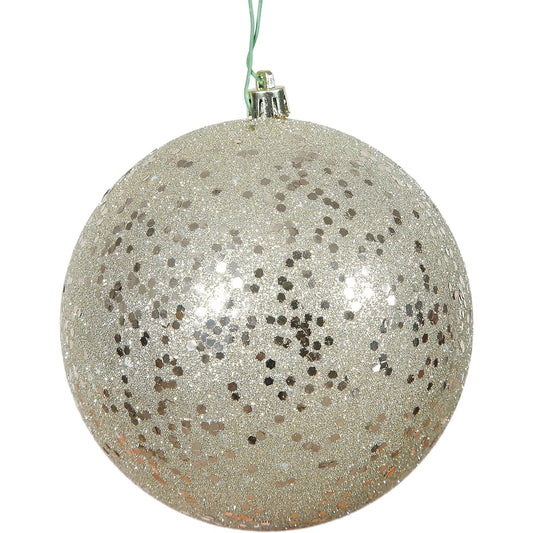 Vickerman 6 Inch Champagne Sequin Ball Ornaments 4 per Bag