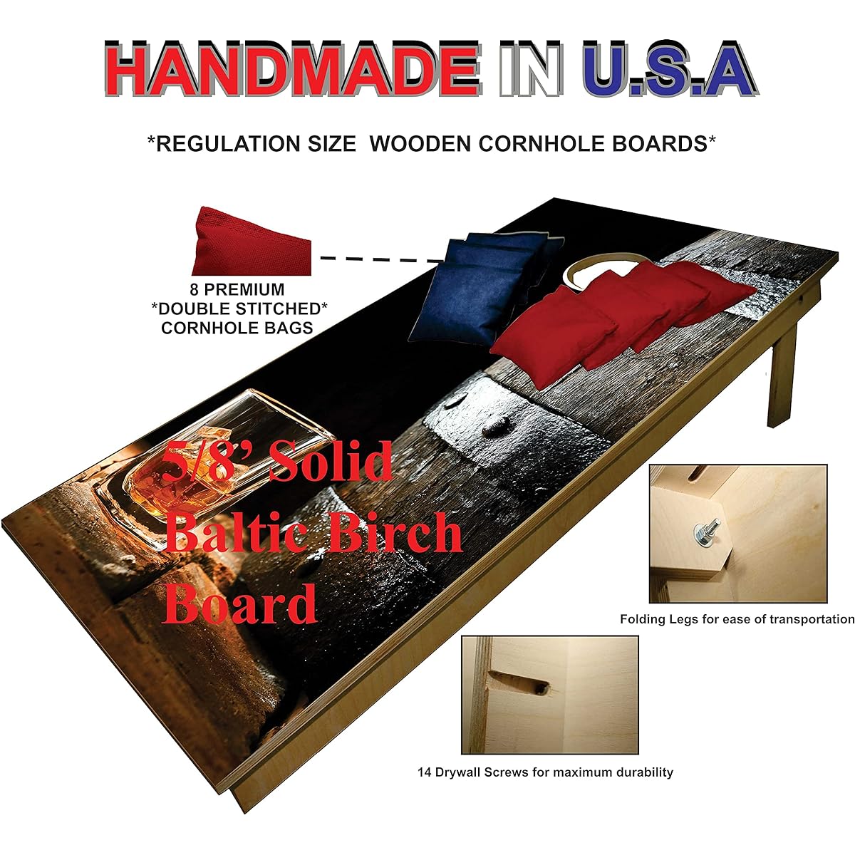 Whisky Drink Alcohol Cornhole Beanbag Toss Game Game Board Set W Bag 850