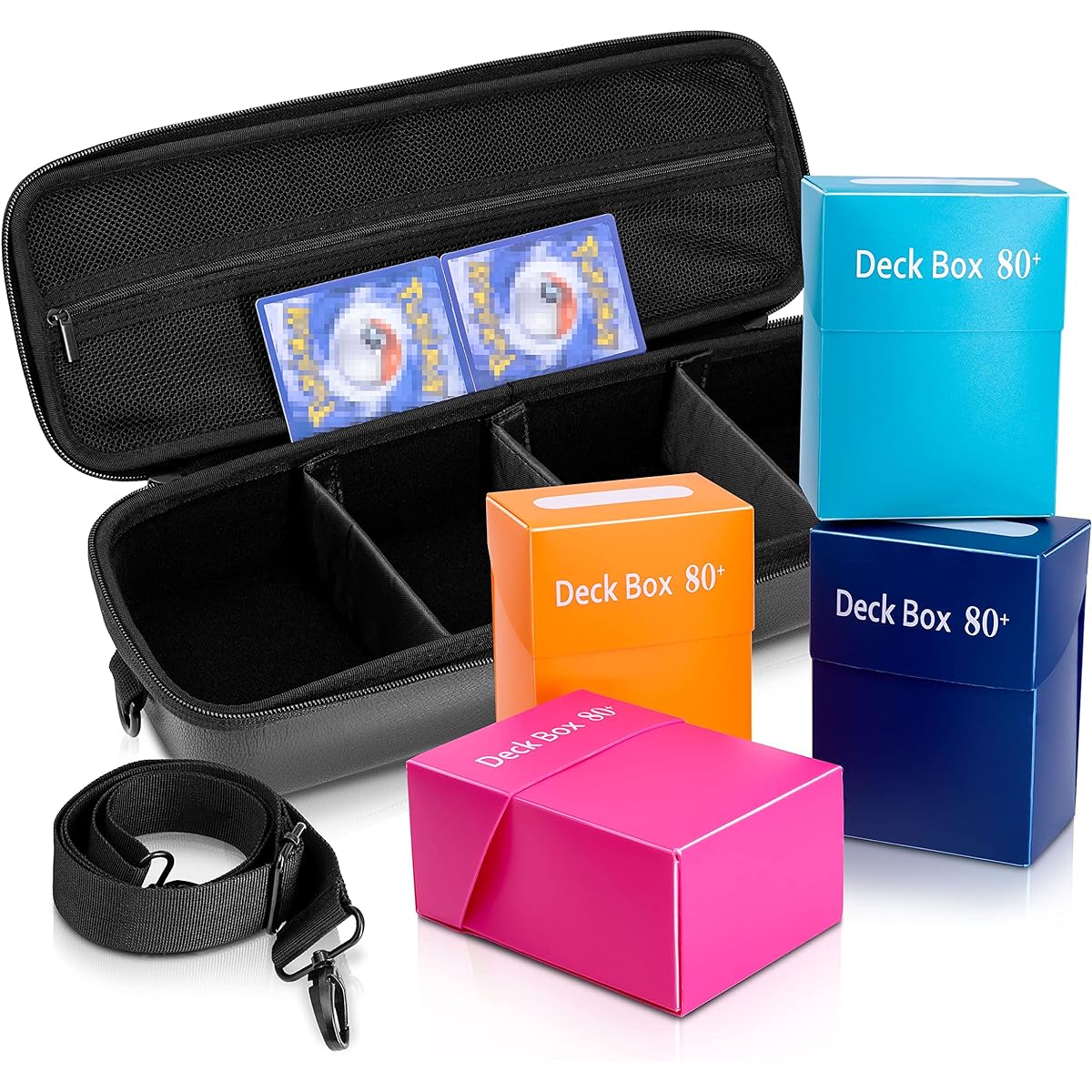 CLOVERCAT Multi Card Deck Big Box Storage for Magic/Yu-Gi-Oh/TCG with Carry Bag Compatible with All Standard and Small Size Play Cards