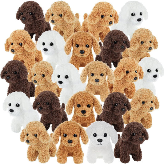 24pcs 7.87" Dog Stuffed Animals Bulk 4 Colors Stuffed Dogs Puppy Plush Toys for Puppies, Students, Adoption, Party Carnival Prizes, Christmas Party Favors, Birthday Gifts, Goodie Bag Fillers