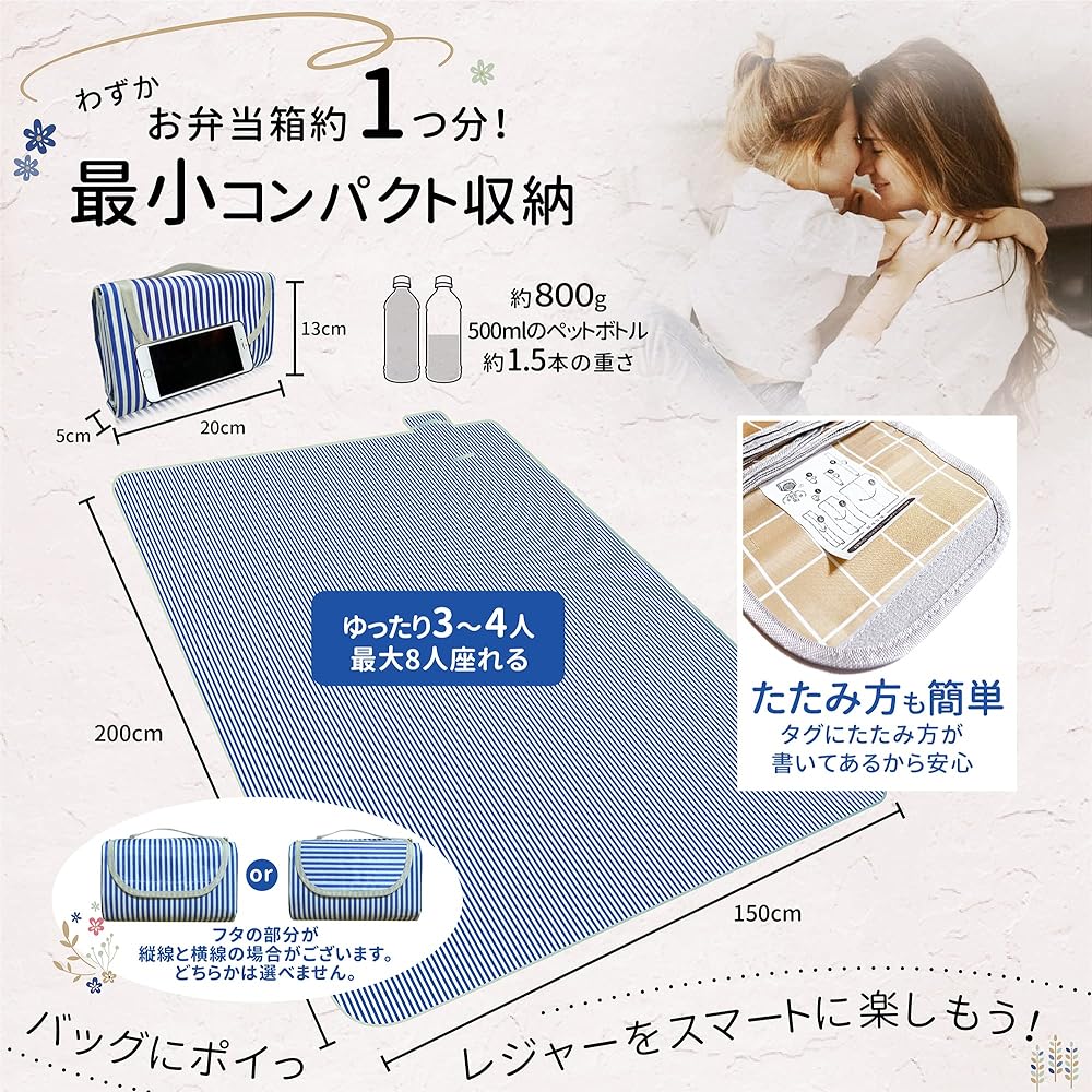 Leisure Sheet Picnic Sheet Compact Folding Lightweight Waterproof Large Washable Mat Excursion Sports Day ARCADY (200 x 150cm, Sea Blue)