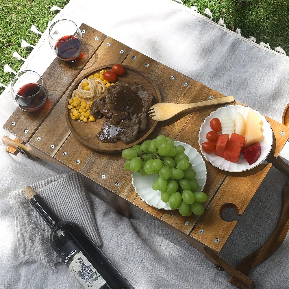 YOSHIKI Wooden Camping Table Outdoor Folding Table Barbecue Low Table Mini Table Lightweight 52.5 x 30 x 21cm SDGs Plastic Free YK-ORT