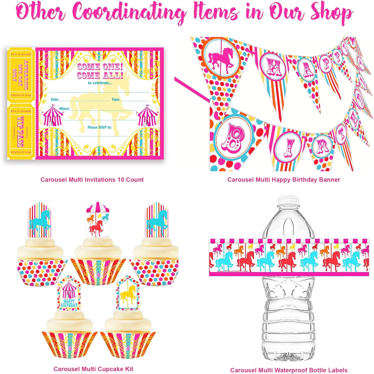 Carousel Carnival Birthday Banner – Multicolor