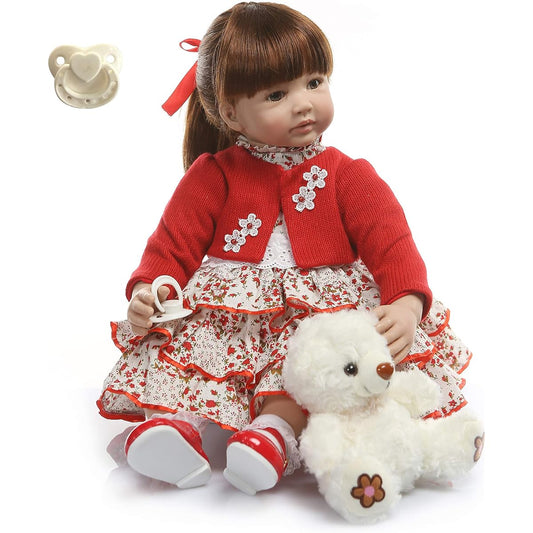 24inch Toddler Reborn Doll Soft Silicone Vinyl Cotton Body Princess Girl Realistic Baby Doll Detail Painting Christmas Birthday Gift 24NPK1772