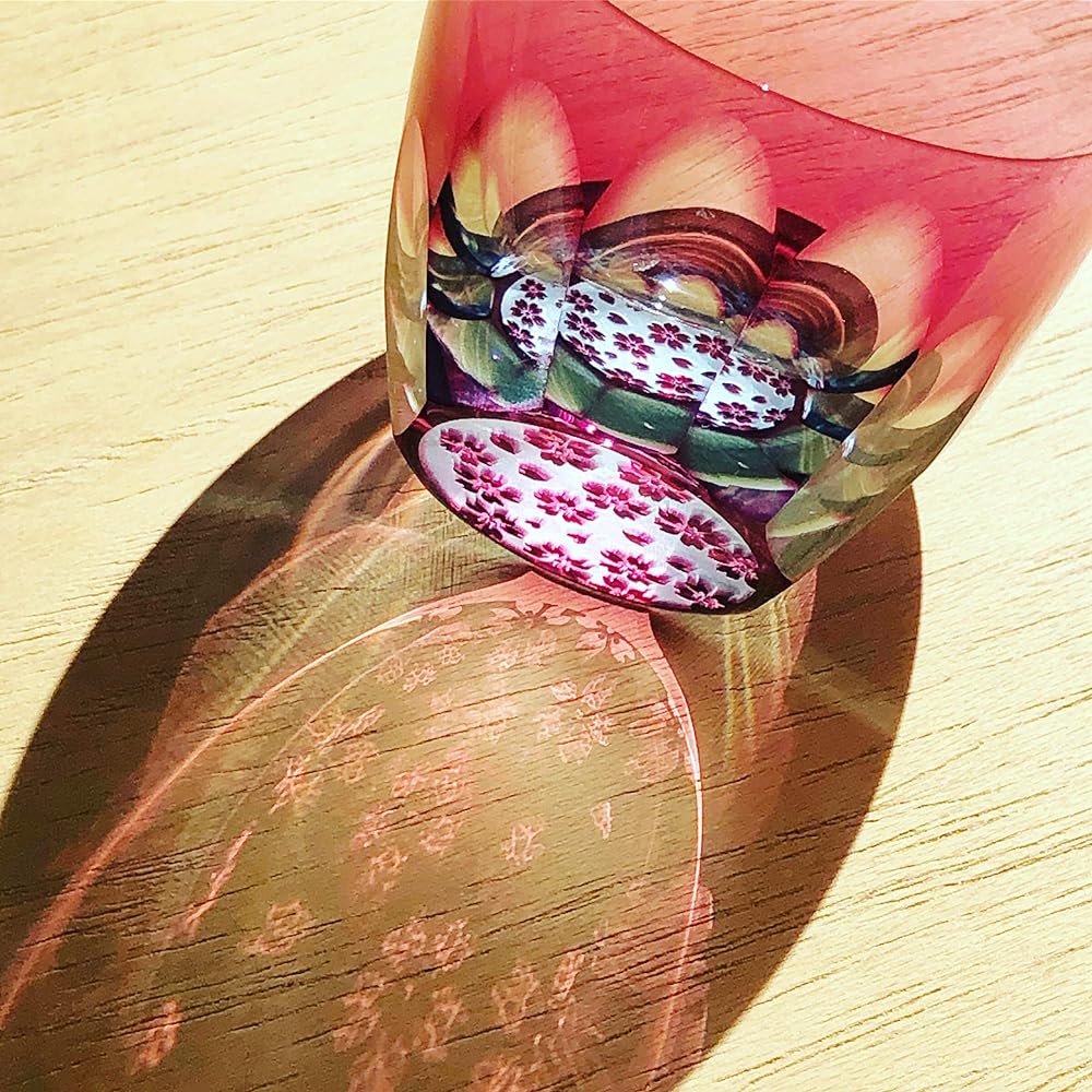 [GLASS-LAB] Glass Lab "Sakura Saku" Cherry Blossom Mysterious glass with a pattern that expands when you put alcohol in it [Wooden box included] Edo Kiriko, Sand Kiriko, Covered glass, Guiguri, Gift, Made in Japan GL_101