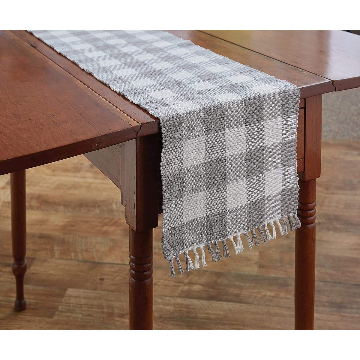 Park Designs Wicklow Yarn 13" x 54" Table Runner - Dove Grey, Ivory Buffalo Check