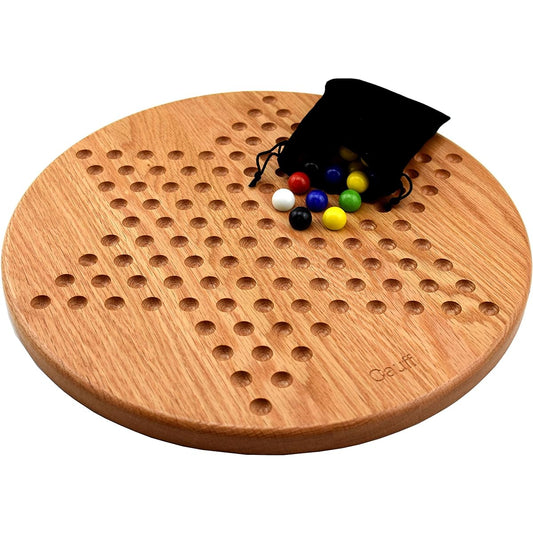 14" Solid Oak Wooden Chinese Checkers Board Game
