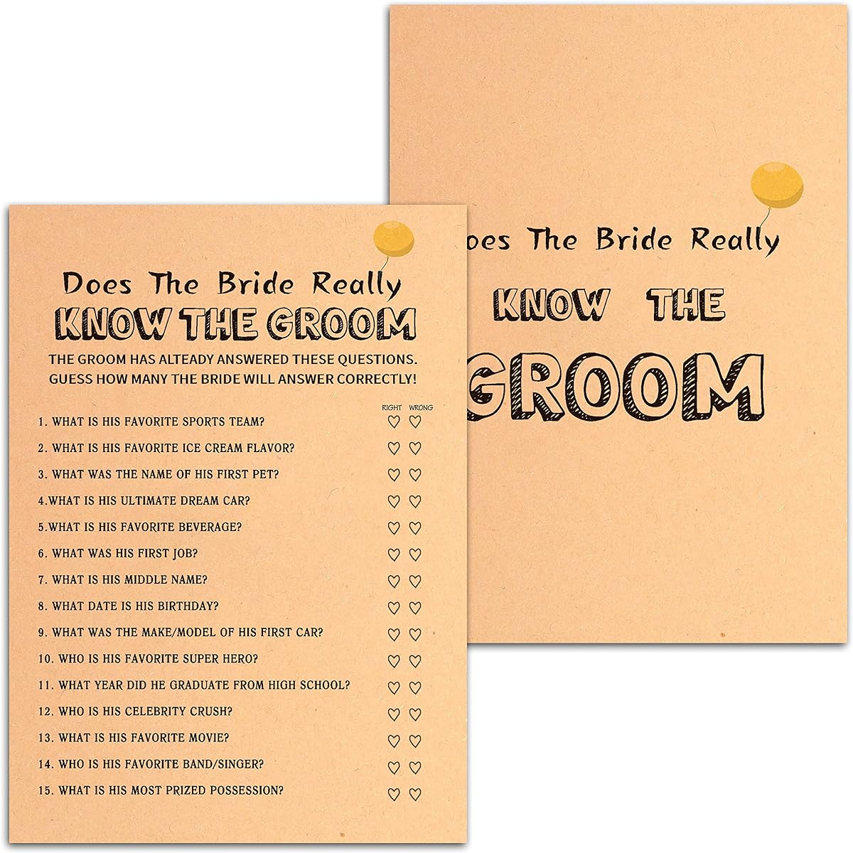Does The Bride Really Konw The Groom - Funny Q & A Games Craft Perfume Cards 5" x 7" - Funny Game Ideas for Bridal Wedding Shower or Bachelorette - 30 Game Cards (HLyxk15)