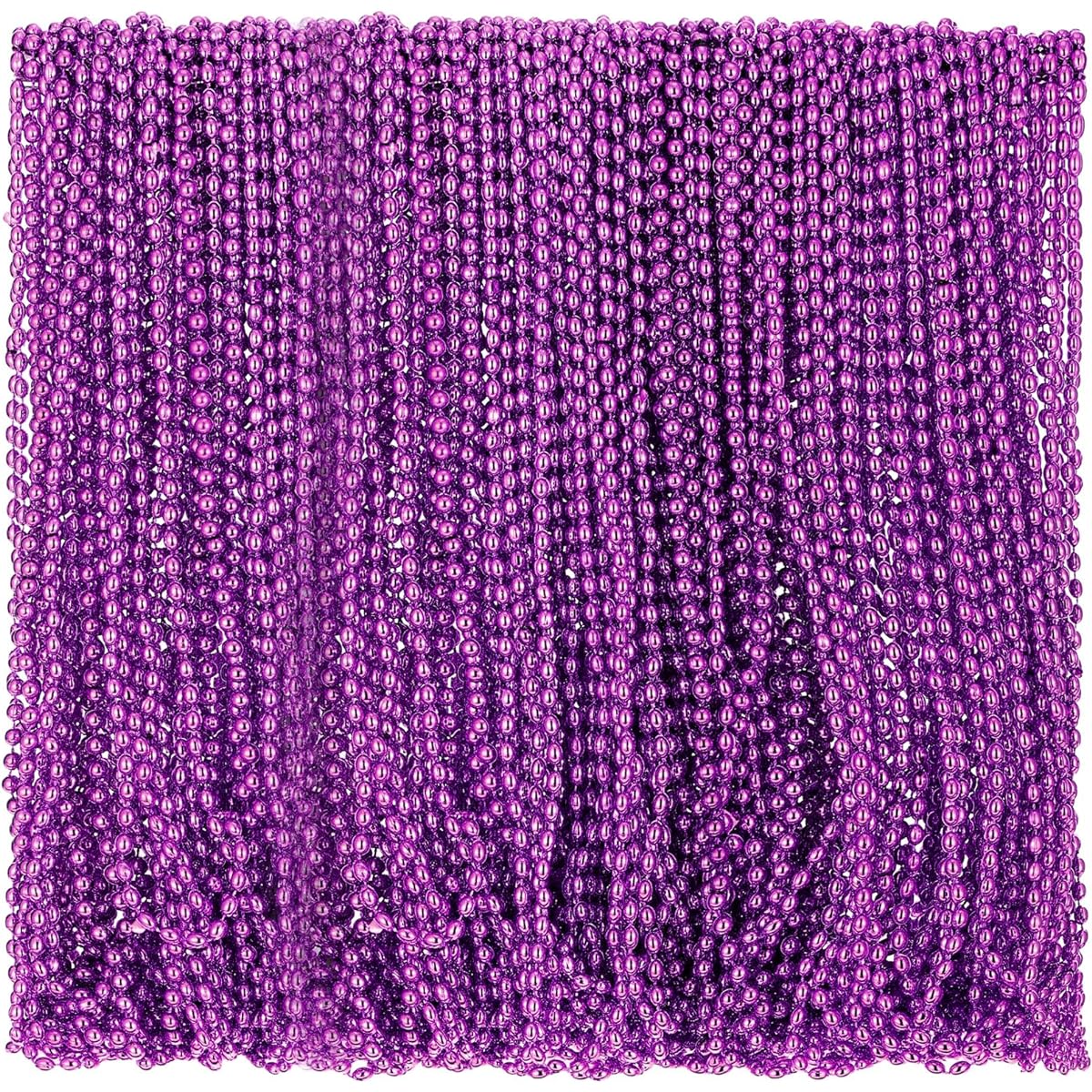 Riceshoot 200 Pieces Beaded Necklaces 33 Inch Mardi Gras Oval Beads Metallic Mardi Gras Bead Necklace Plastic Chain for Kids Unisex Holiday Halloween Carnival Party Supplies
