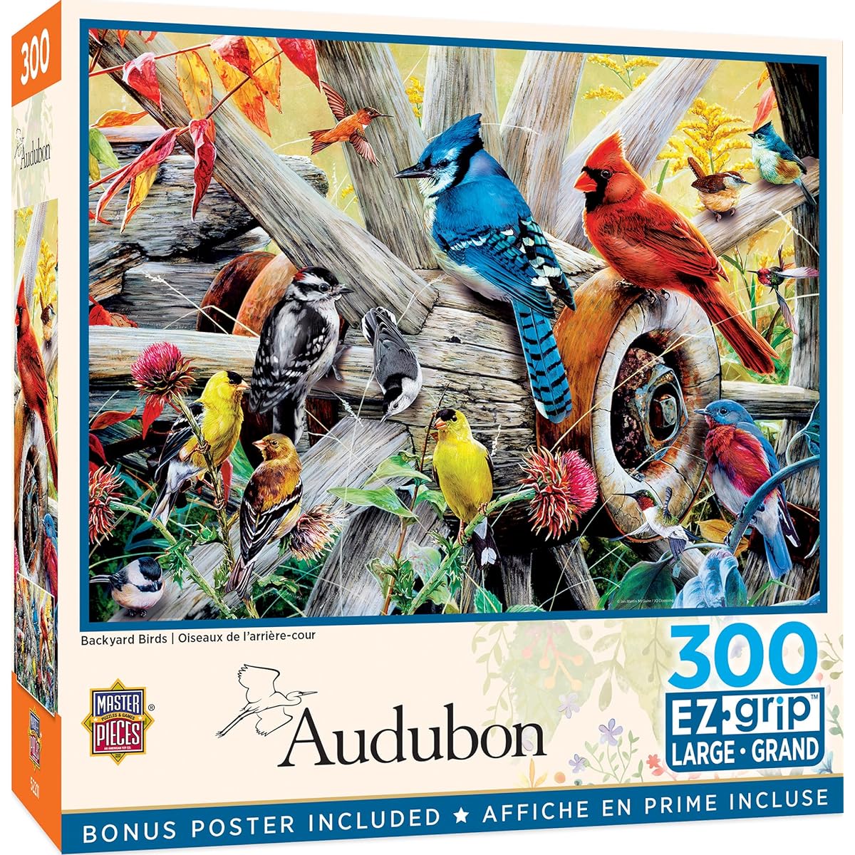 MasterPieces 300 Piece EZ Grip Jigsaw Puzzle for Adults Family Kids Backyard Birds 18" x 24"