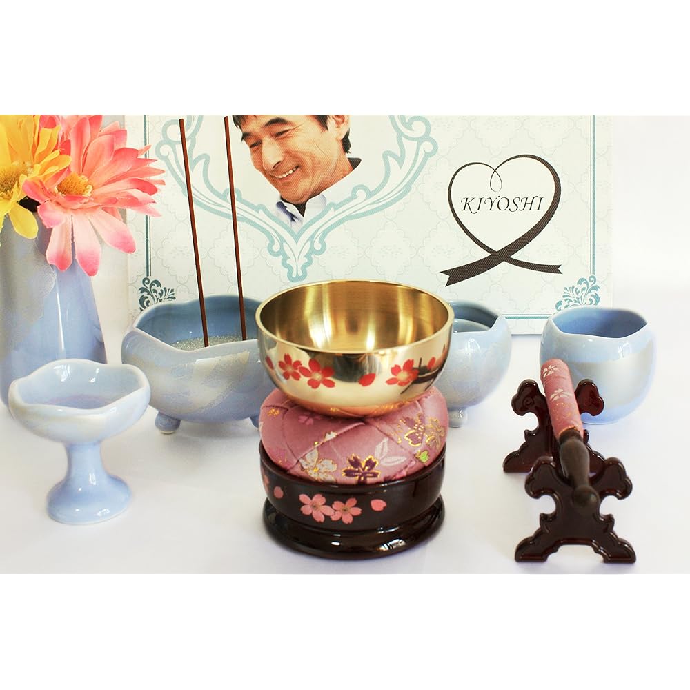 Buddhist utensils Orin complete set Sakura Sakura Makie Domestic production