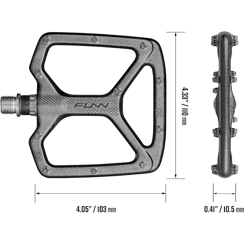 Funn Python Flat Mountain Bike Pedals - Wide Platform BMX/MTB Mountain Bike Pedals with 9/16" CrMo Axle