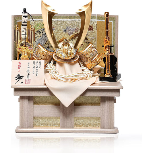 [Compactly storable helmet] No. 10 white bowl medium hoe silver helmet storage ornament: Ryugyoku [May doll] [Helmet decoration]