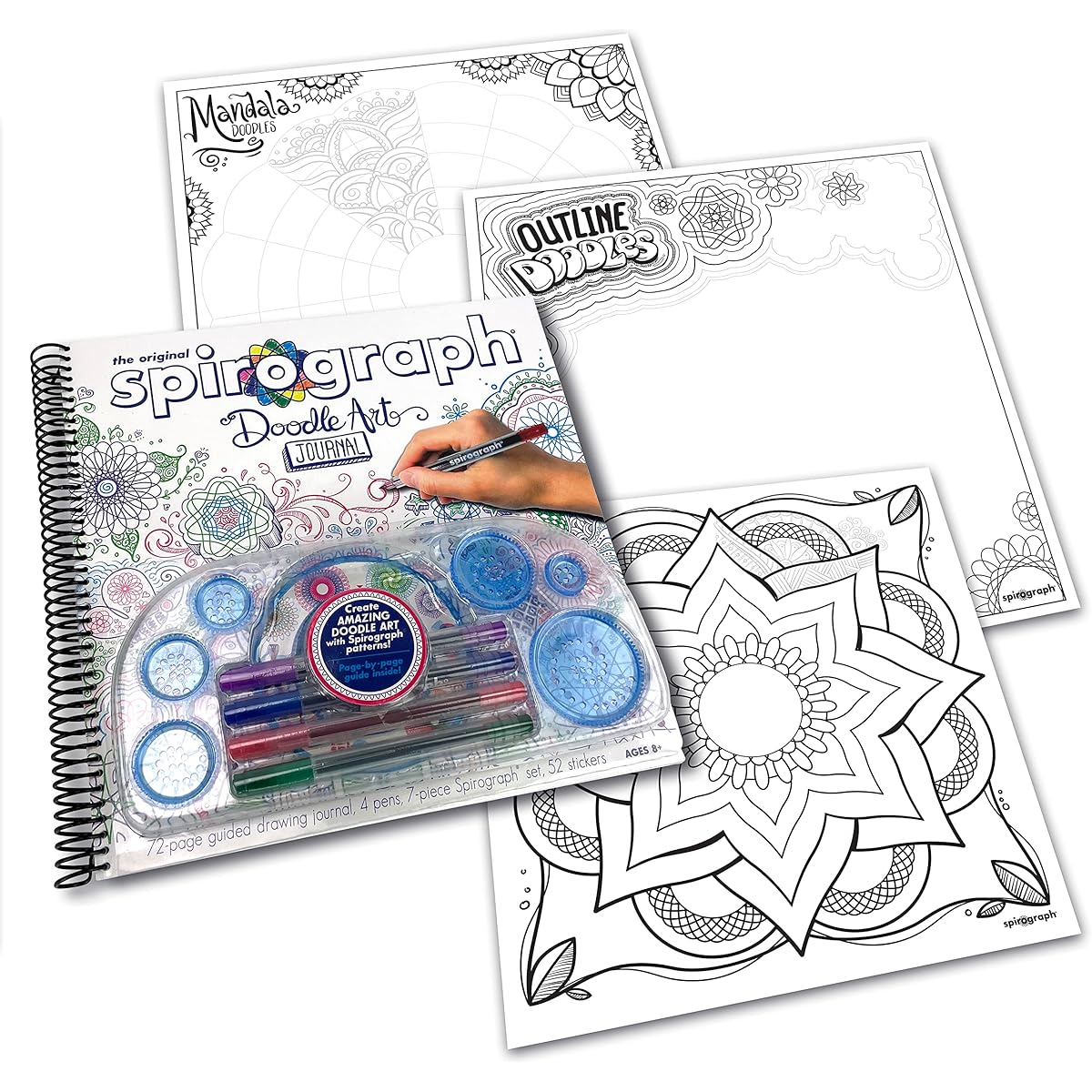 Spirograph — Doodle Art Journal — Activity Drawing Kit — Includes Guided Drawing Templates Ages 8+