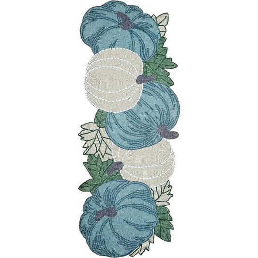 Angels Threads Bead Runner 13x36" Teal Green Ivory Multi SKU#46224