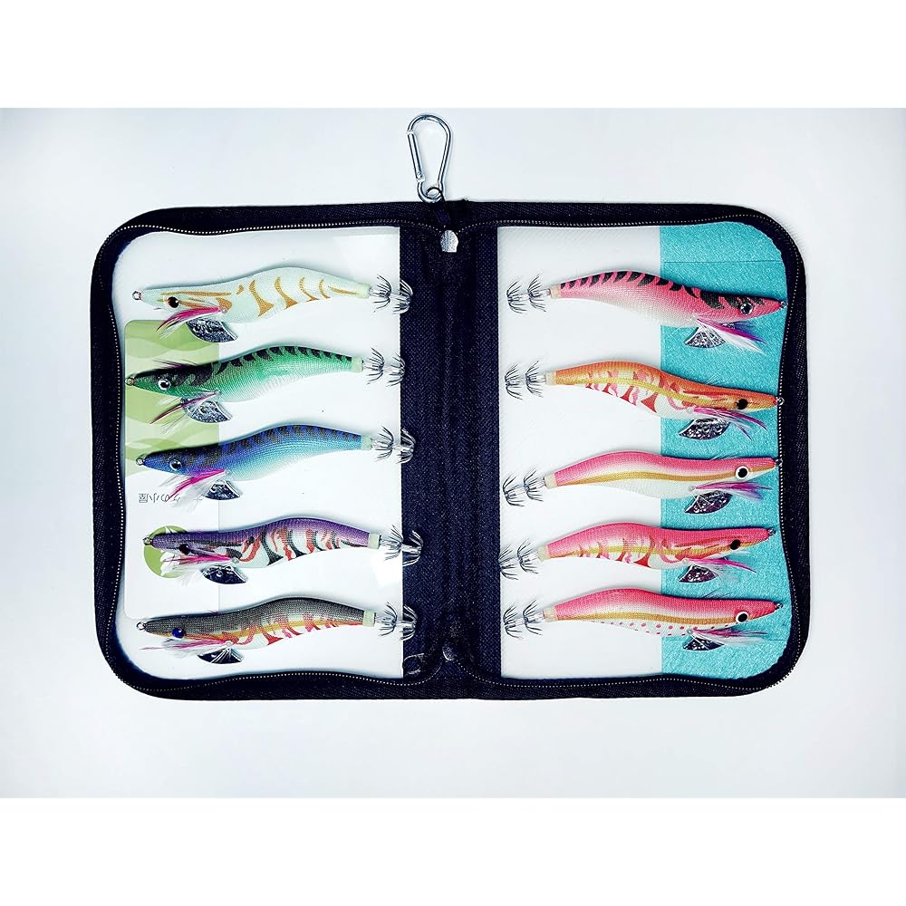Egi Set Egi Squid Fishing Lure Luminous Float Sute Eging Set Whole Body Luminous Needle Tip Luminous No. 3.5 Bomber Hook with Case Set of 10 Latest Model