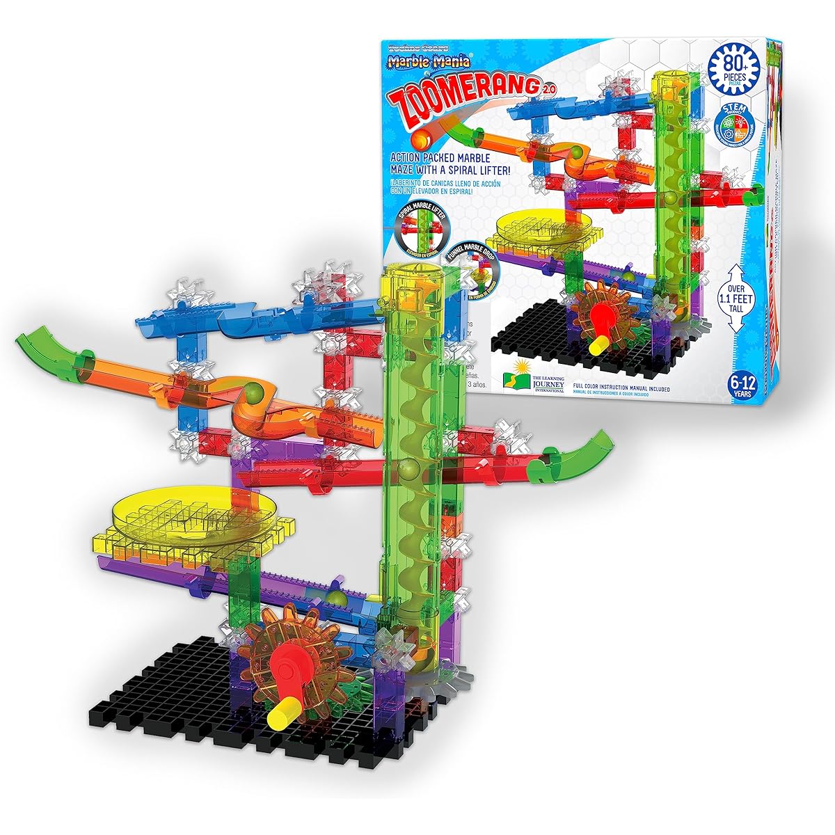 The Learning Journey: Techno Gears Marble Mania - Zoomerang 2.0 (80+ Pieces) - Marble Run Ages 6+ - Award Winning Toy