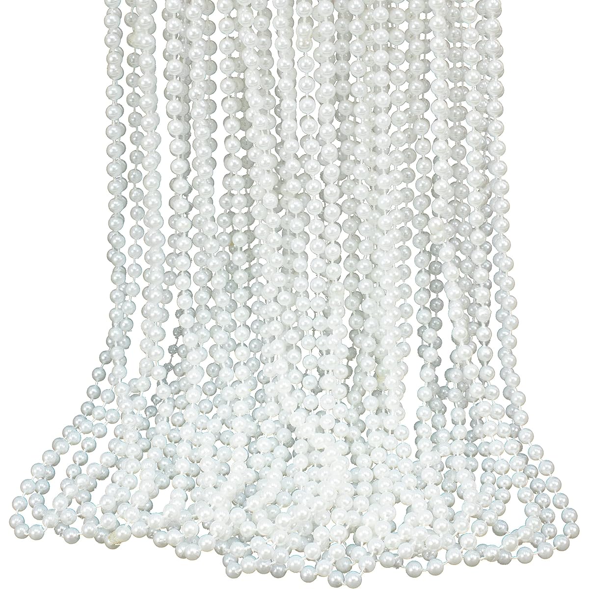 GIFTEXPRESS Pack of 12, 6mm 33 Inch Strand Pearl Bead Necklaces Flapper Beads Party Accessory Party Favour Great for Gatsby themed party/Tea Party/Bridal Shower